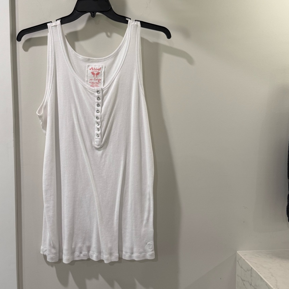 Ariat White Button-Front Tank Top